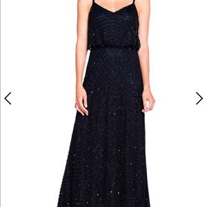 NWOT Adrianna Papell beaded gown long dress black